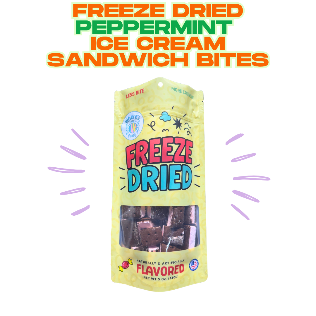Freeze Dried Peppermint Ice Cream Sandwich Bites