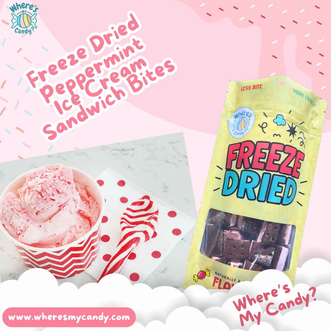 Freeze Dried Peppermint Ice Cream Sandwich Bites