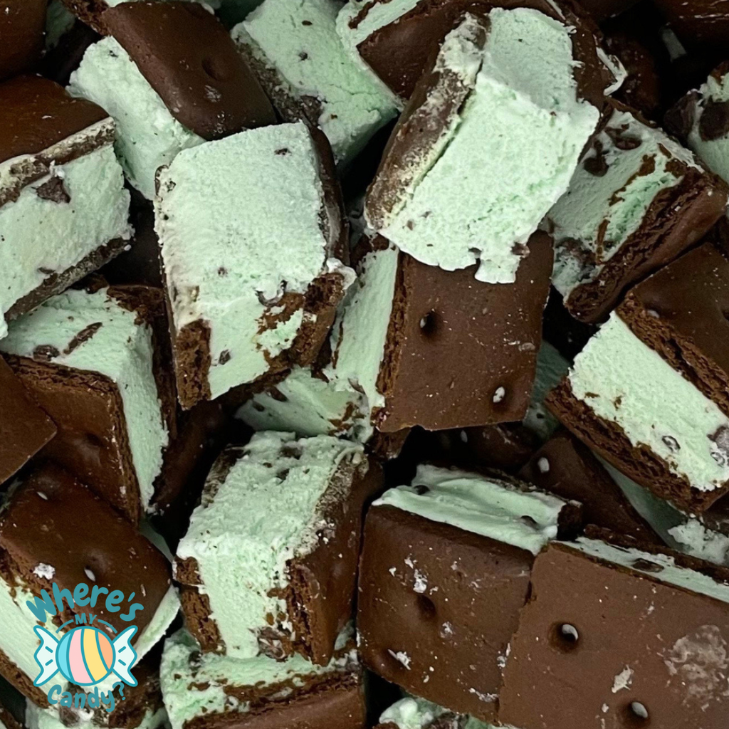 Freeze Dried Mint Chocolate Chip Ice Cream Sandwich Bites